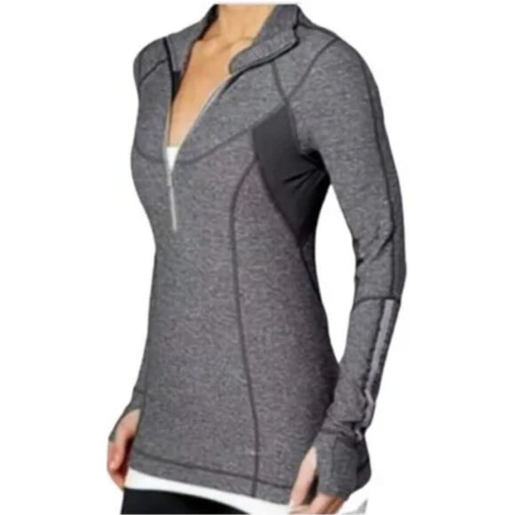 Lululemon Run Dash Half Zip Pullover Sweatshirt Heathered Gray Black 10 - Picture 1 of 6